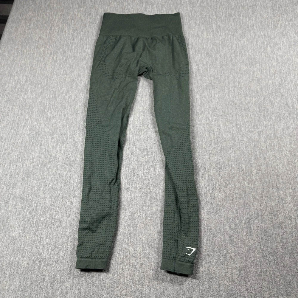 Gymshark Leggings Womens XS Green Seamless Knit Athletic High Waist Stretch Gym